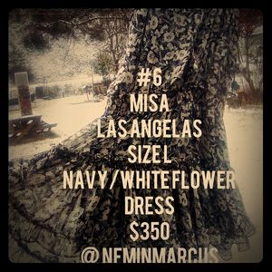 Misa Los Angelas- Navy & White flower, Mini Dress.